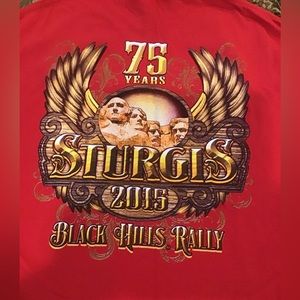 Sturgis 2015 Black Hills Rally 75th Anniversary XL Mens RED T Shirt.